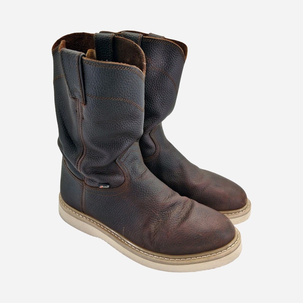 Justin Boots Boots Mens Size 11 Brown Leather Western Work Pull On Mid Calf